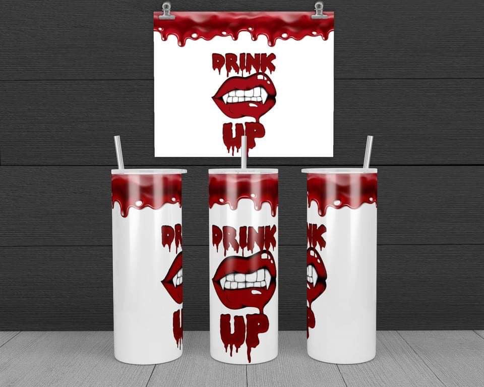 Drink up - 20 oz or 30oz Skinny Tumblers w/ Lid and Metal Straw