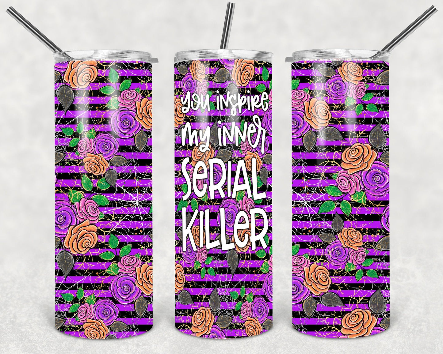 Inner Serial Killer Fall - 20oz or 30oz Skinny Tumblers w/ Lid and Metal Straw
