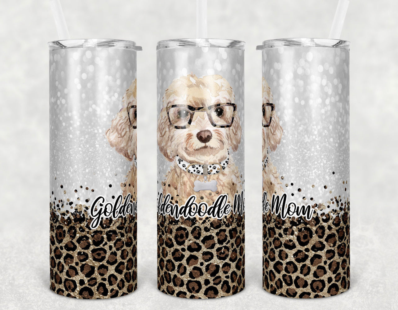 Golden Doodle Dog Mom - 20oz or 30oz Skinny Tumblers w/ Lid and Metal Straw