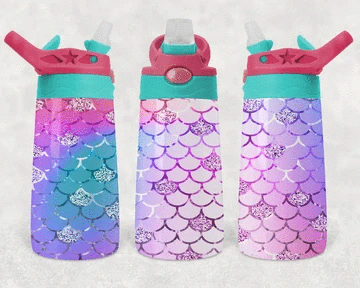 Pink & Purple Mermaid - 12oz Kids Flip Cup Tumbler