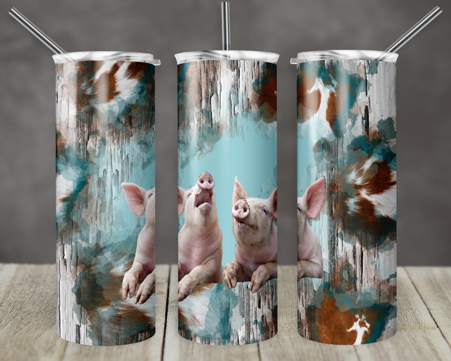 Pig Western - 20oz or 30oz Skinny Tumblers w/ Lid and Metal Straw