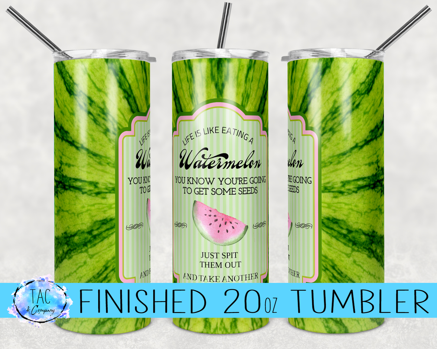 Outside of Watermelon Seed- 20oz or 30oz Skinny Tumblers w/ Lid and Metal Straw