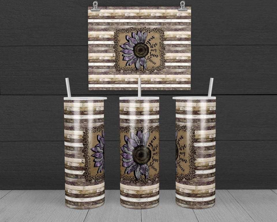 Sunflower with words - 20 oz or 30oz Skinny Tumblers w/ Lid and Metal Straw