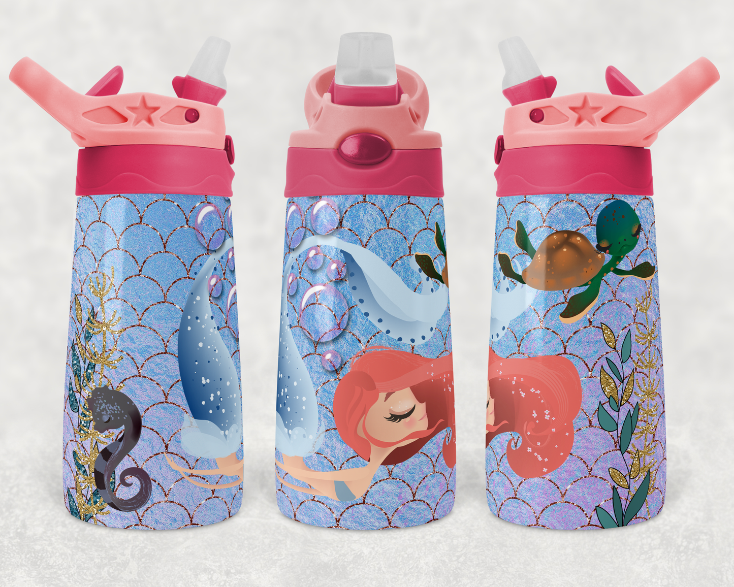 Mermaids Red Hair - 12oz Kids Flip Cup Tumbler