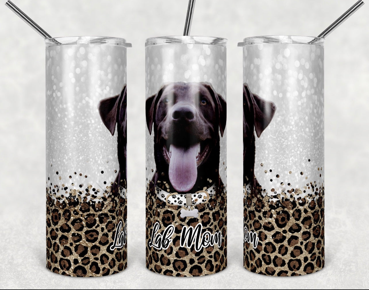 Lab Dog Mom - 20oz or 30oz Skinny Tumblers w/ Lid and Metal Straw