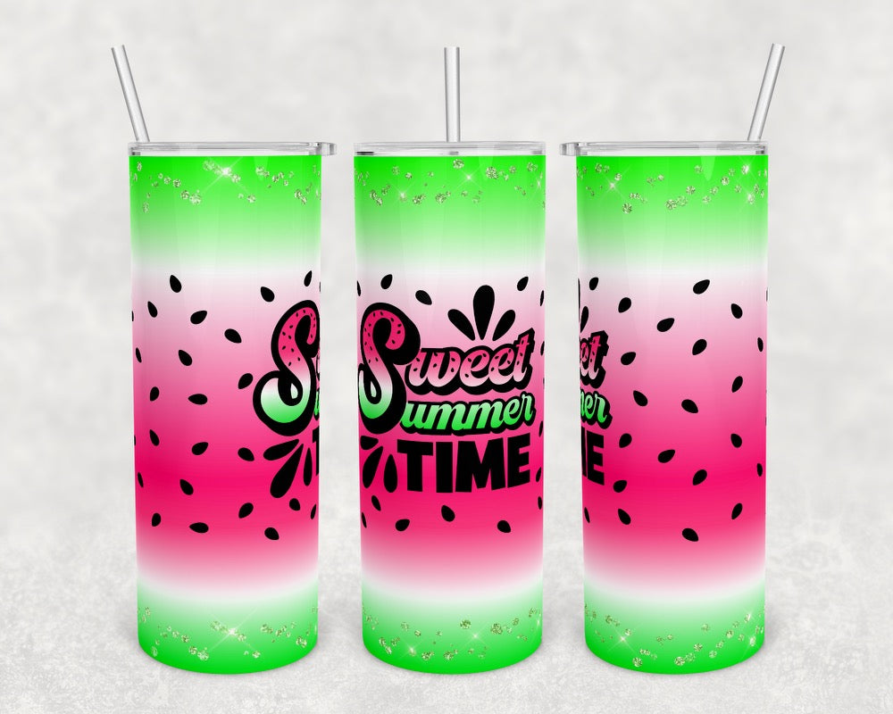 Sweet Summer Time- 20 oz or 30oz Skinny Tumblers w/ Lid and Metal Straw