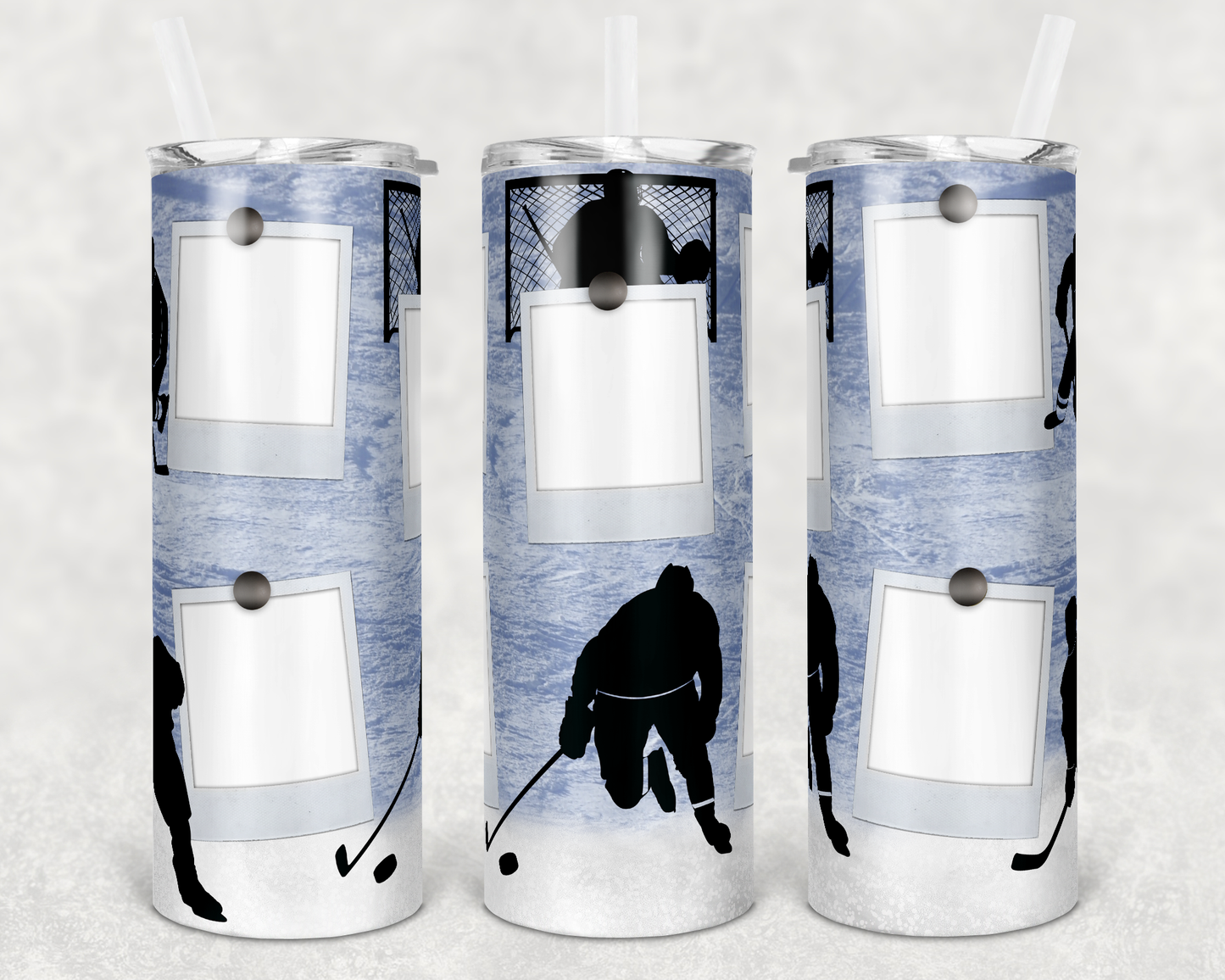 Hockey Custom Pics- 20oz or 30oz Skinny Tumblers w/ Lid and Metal Straw