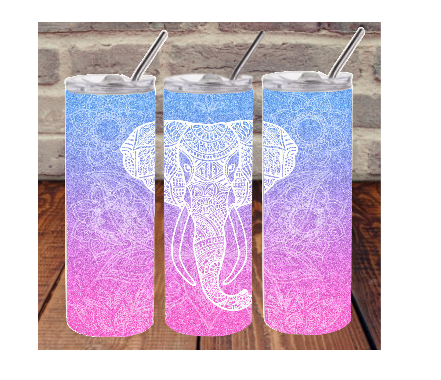 Elephant - 20oz or 30oz Skinny Tumblers w/ Lid and Metal Straw