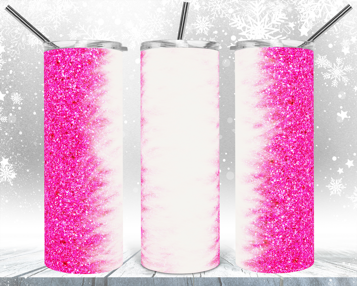 Pink White Effect - 20oz or 30oz Skinny Tumblers w/ Lid and Metal Straw