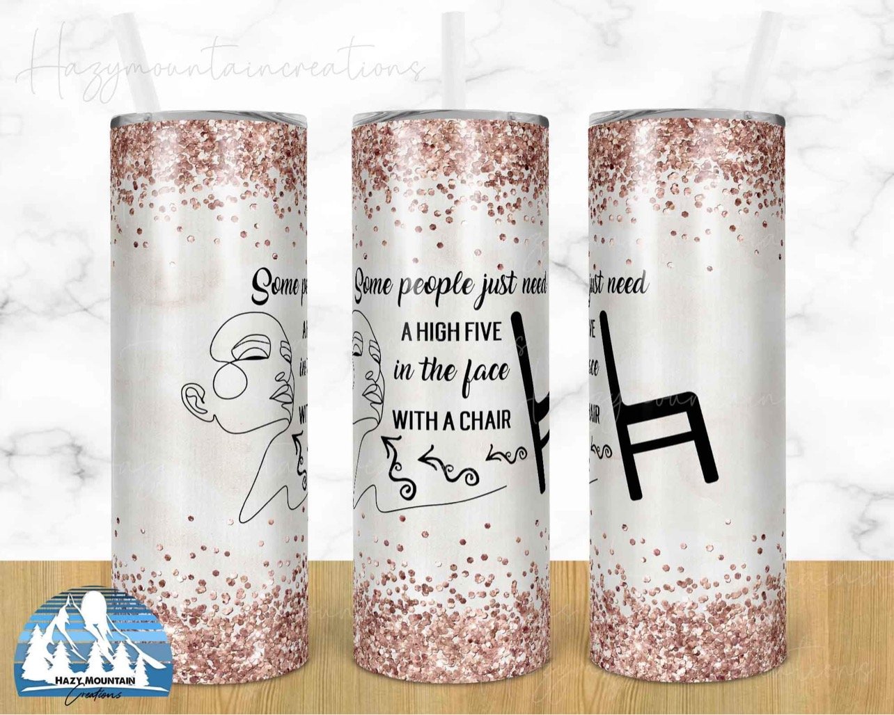 Chair to the Face - 20oz or 30oz Skinny Tumblers w/ Lid and Metal Straw