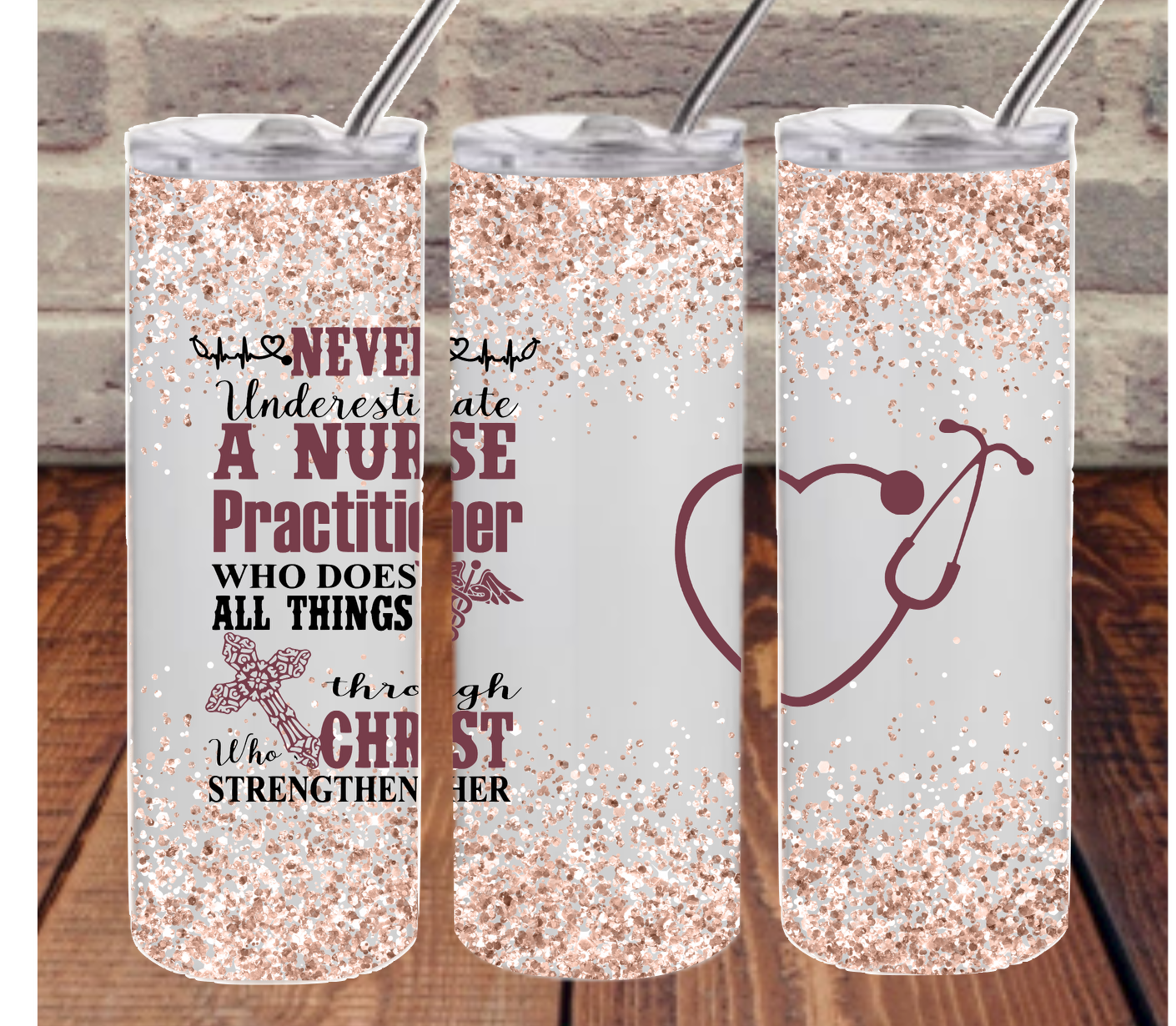Nurse - 20oz or 30oz Skinny Tumblers w/ Lid and Metal Straw
