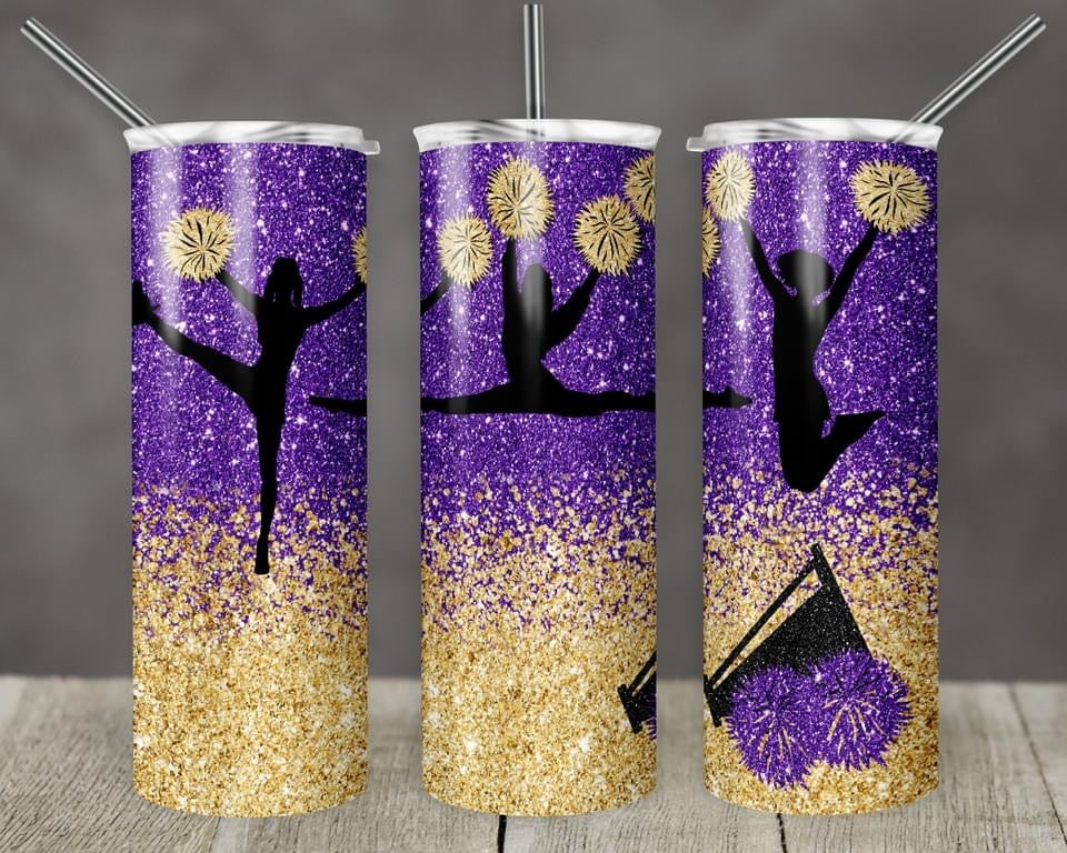 Cheer / Pom - 20oz or 30oz Skinny Tumblers w/ Lid and Metal Straw