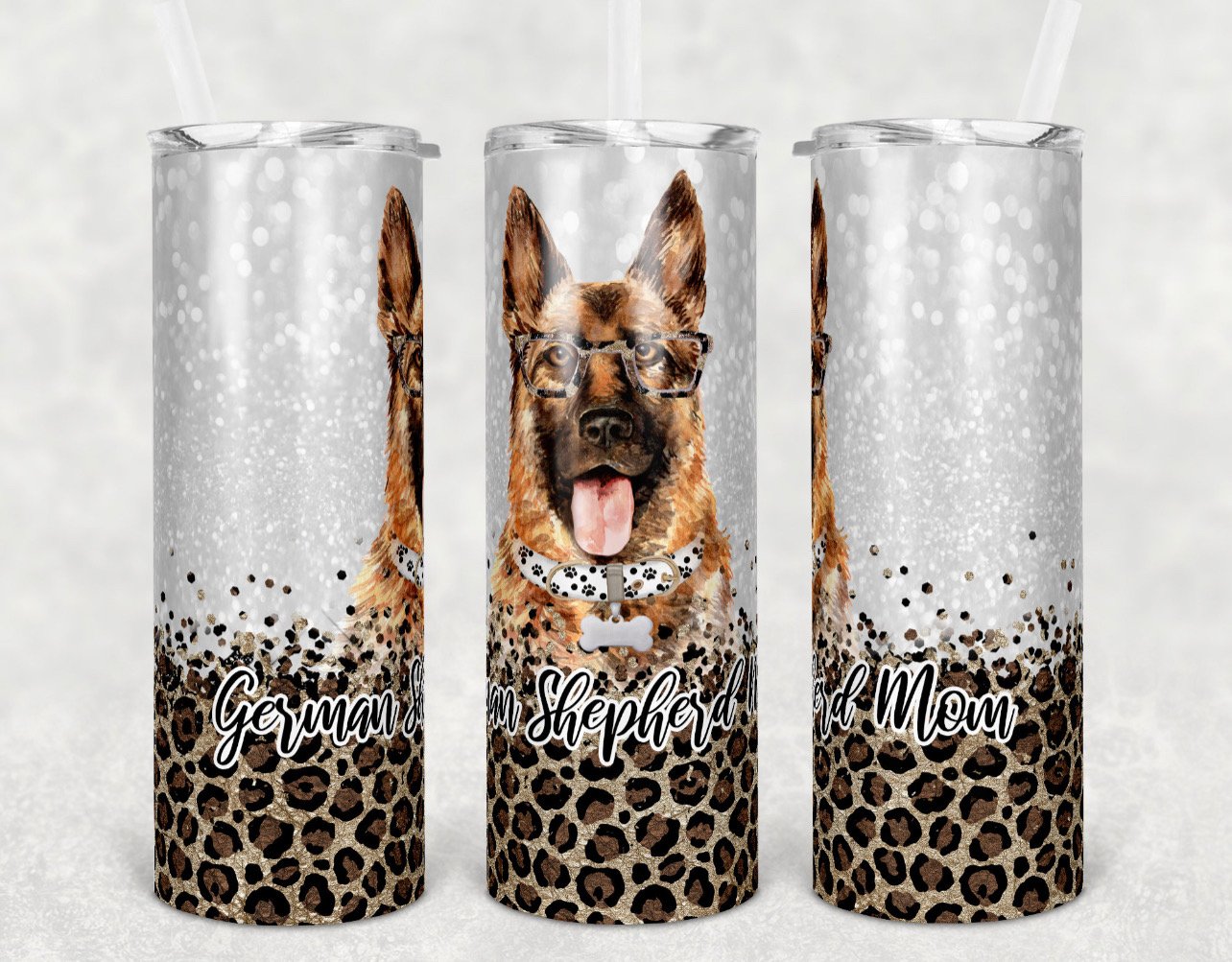German Shepherds Mom Dog - 20 oz or 30oz Skinny Tumblers w/ Lid and Metal Straw