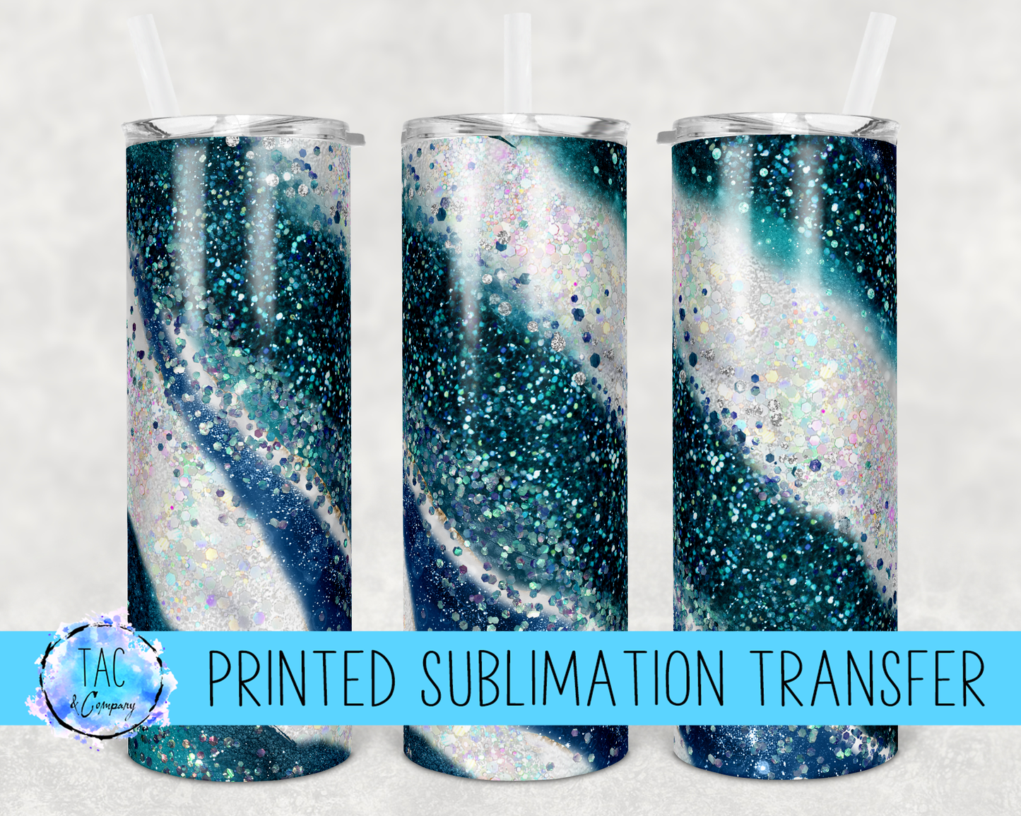 Blue, Teal and White Milkyway -Sublimation Print (This Is Not A Digital File)