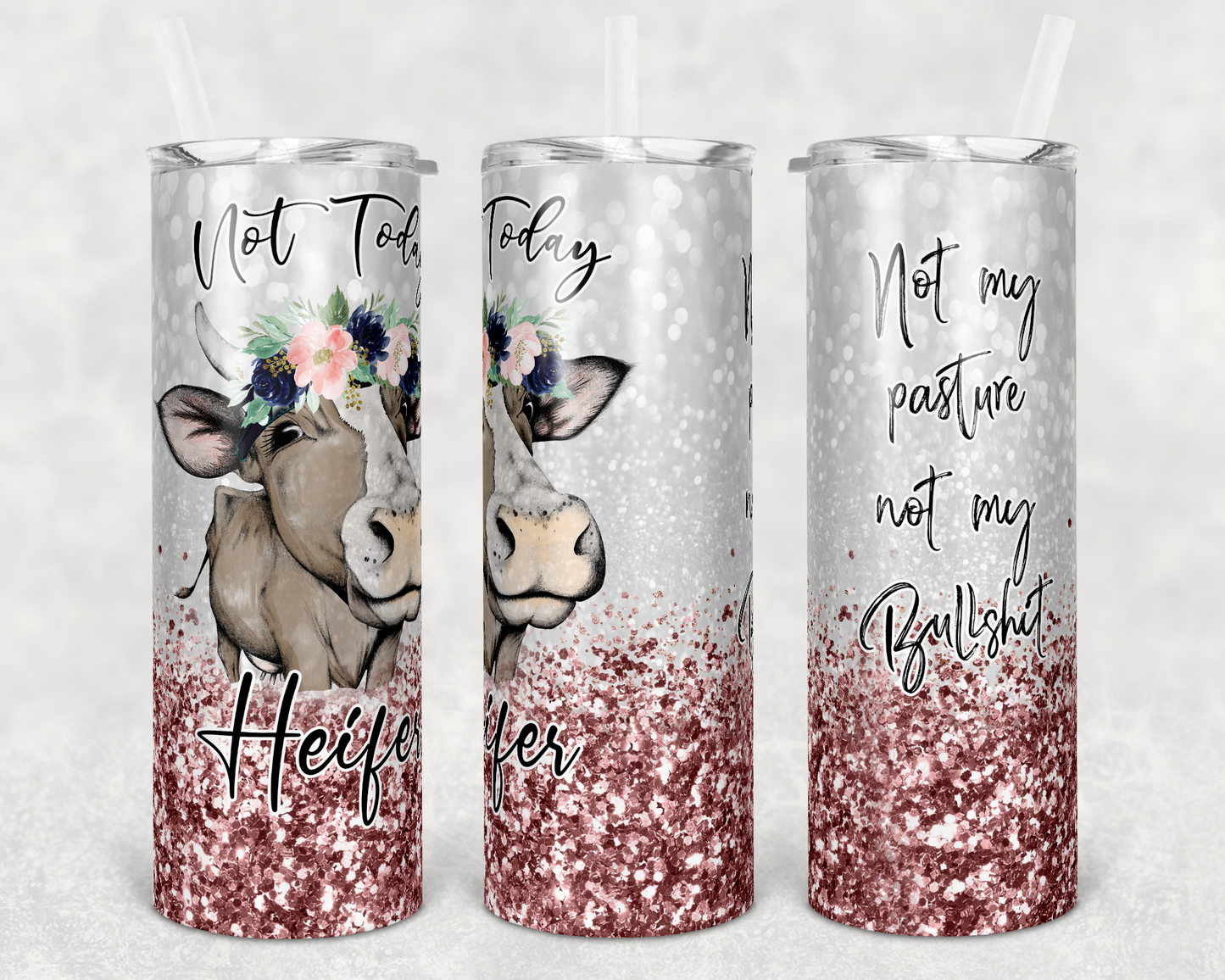 Heifer be Trippin - Cow Animal - 20oz or 30oz Skinny Tumblers w/ Lid and Metal Straw