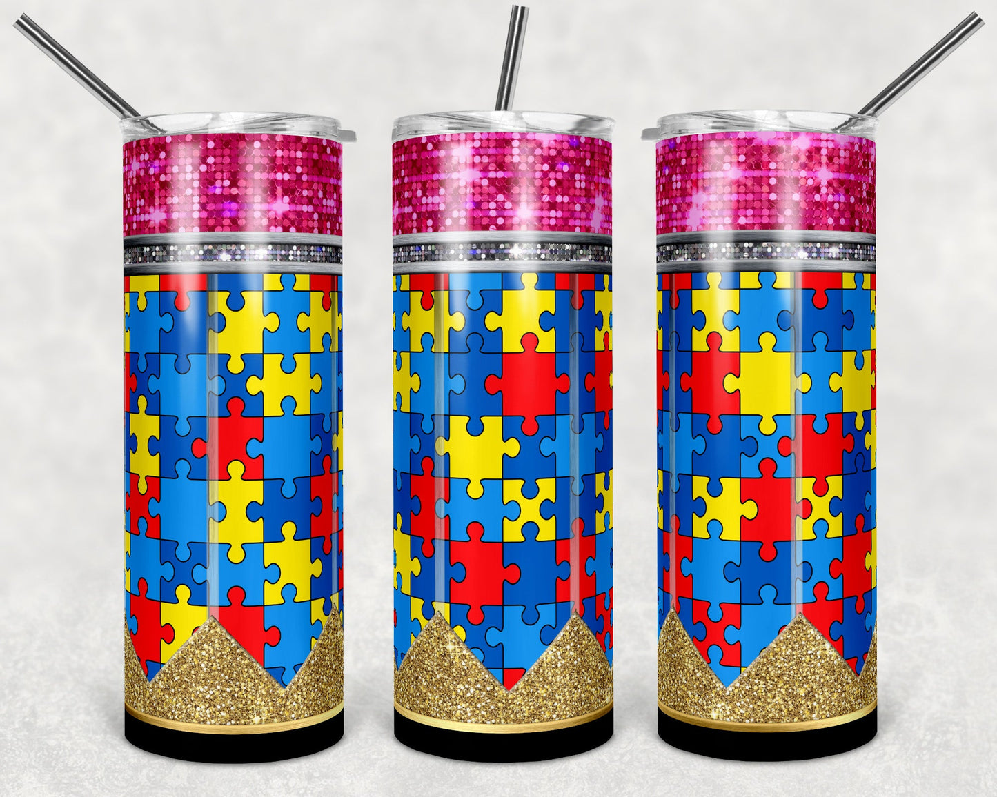 Autism Awareness - 20oz or 30oz Skinny Tumblers w/ Lid and Metal Straw