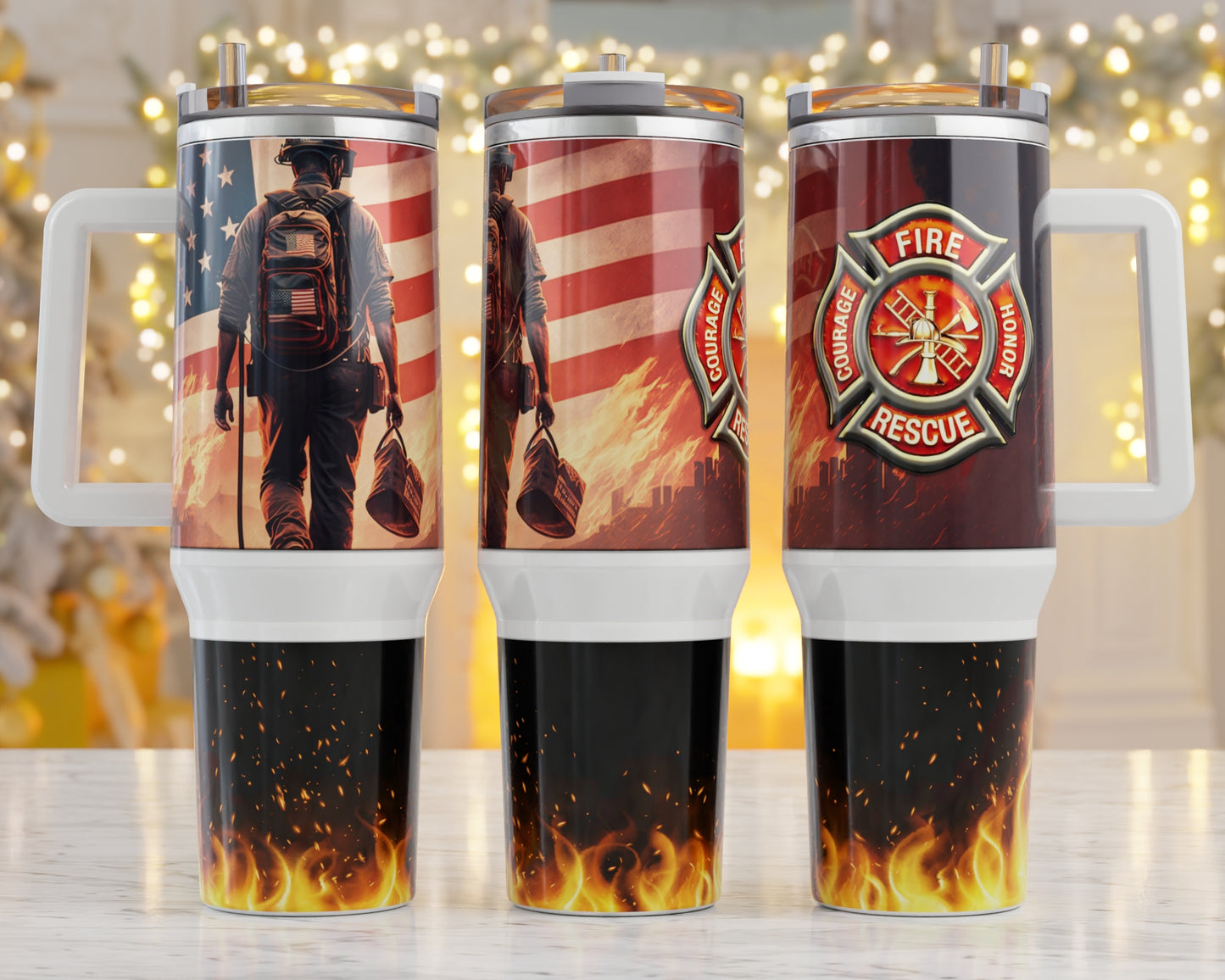 40oz  Tumbler Fire Resue, FIreman, Fire FIghter, Add custom name for free! Great Gift!