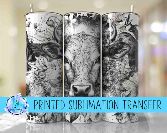 Black and White Cow - Sublimation Print (This Is Not A Digital File)