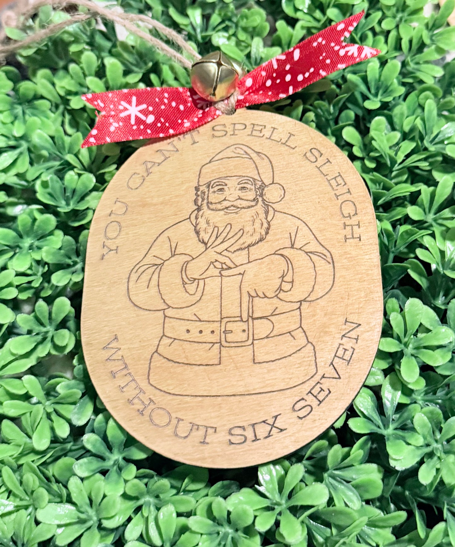 Christmas Santa 6-7 "You can't spell Sleigh without Six Seven" Ornament! New