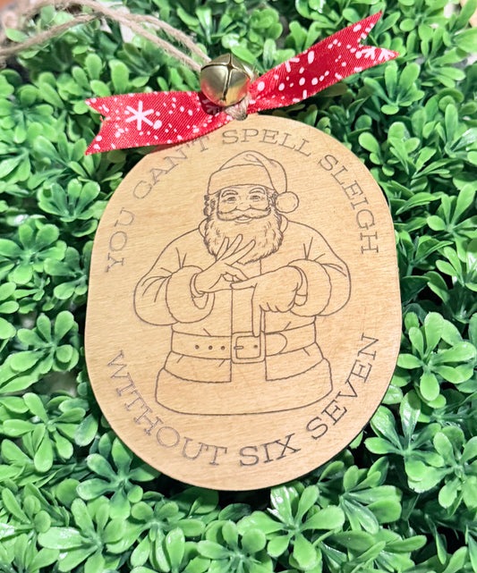 Christmas Santa 6-7 "You can't spell Sleigh without Six Seven" Ornament! New