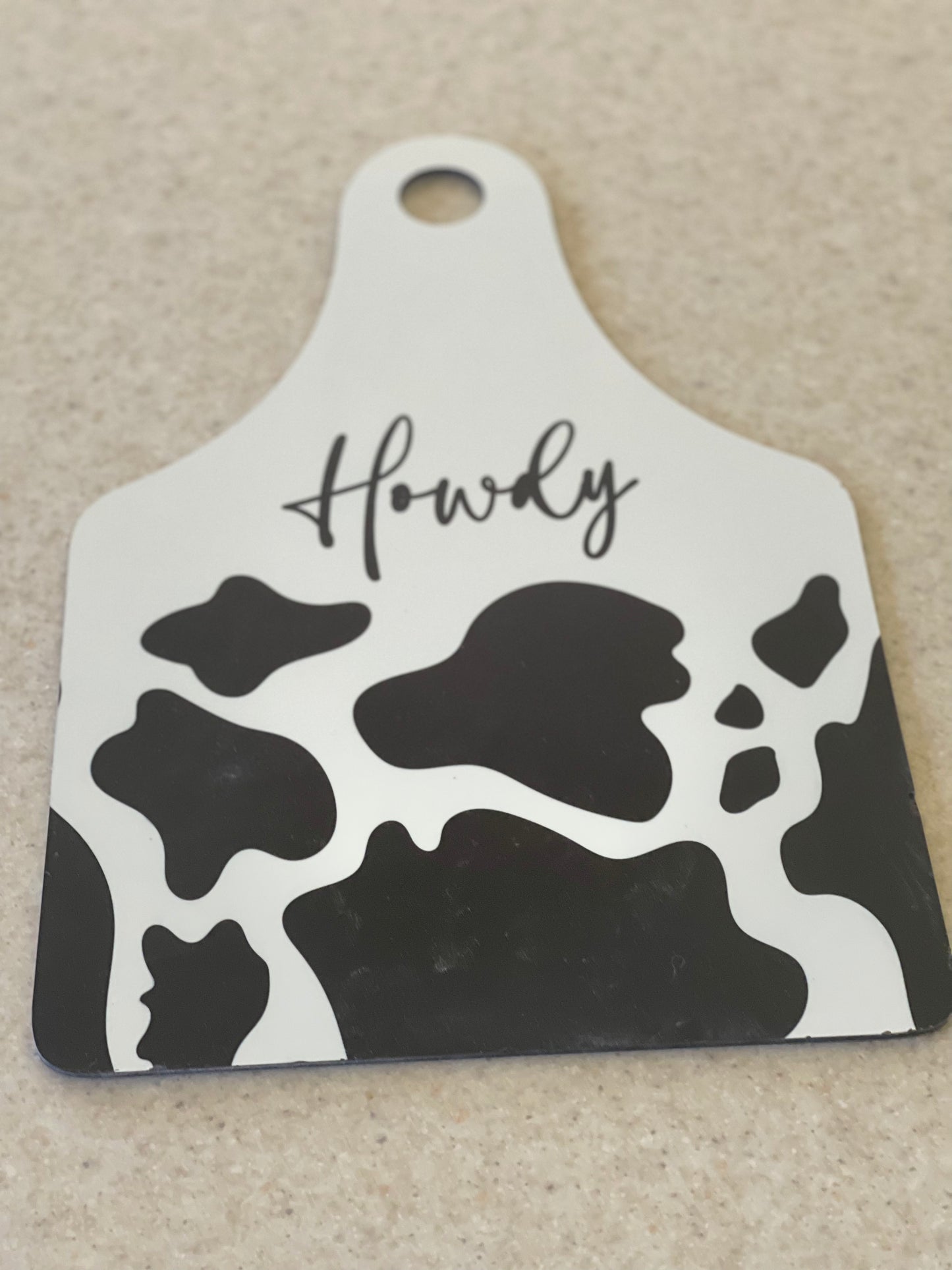 Howdy Cow Tag Sign
