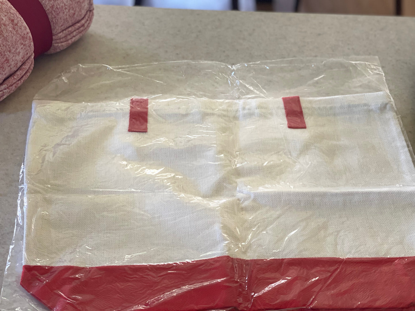Large Red Feature Tote- Can add image to both sides for you