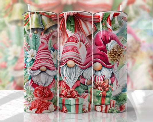 Gnomes Christmas ~20 oz or 30oz Skinny Tumblers w/ Lid and Metal Straw