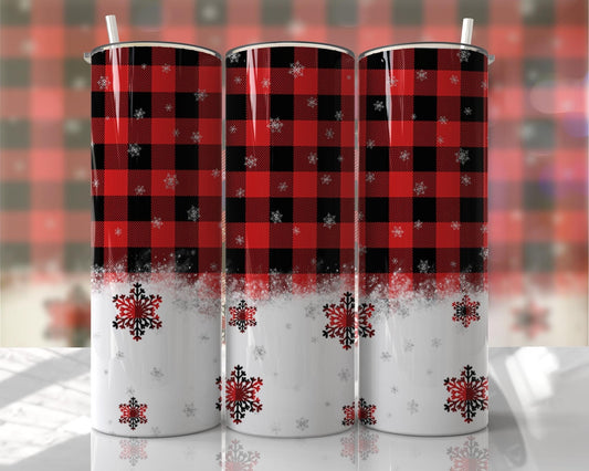 Holiday prints Buffalo Print~20 oz or 30oz Skinny Tumblers w/ Lid and Metal Straw