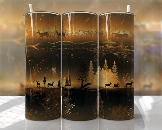 Evening lights for Animal Deer ~20 oz or 30oz Skinny Tumblers w/ Lid and Metal Straw