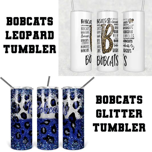 Bobcats - 20 oz or 30oz Skinny Tumblers w/ Lid and Metal Straw