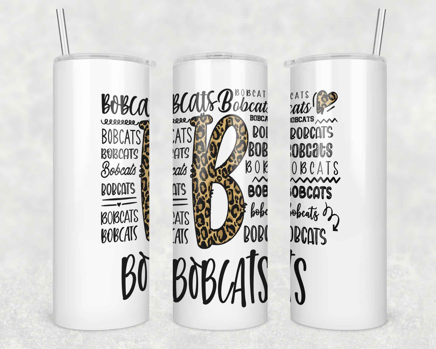 Leopard Bobcats - 20 oz or 30oz Skinny Tumblers w/ Lid and Metal Straw