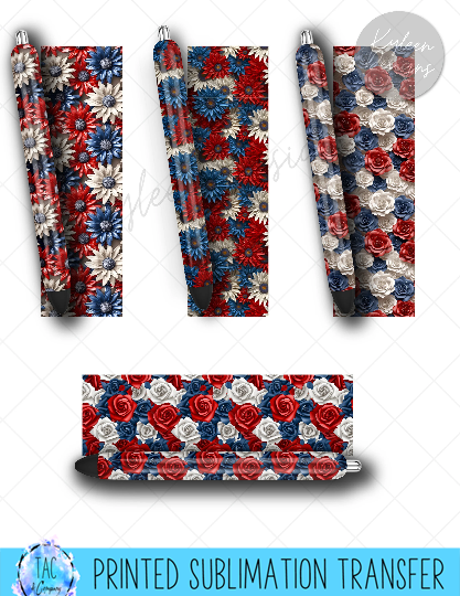 Red White and Blue Roses- Sublimation Print (This Is Not A Digital File)