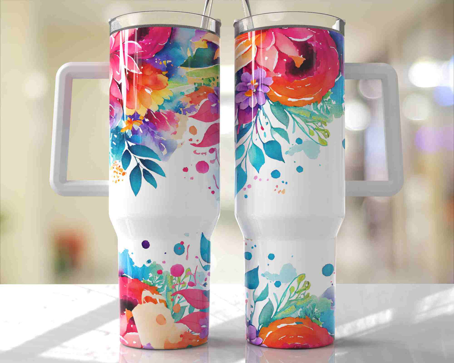 40oz Bright Flowers Tumbler