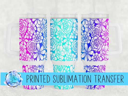 Bright outline Flowers - Sublimation Print (This Is Not A Digital File)