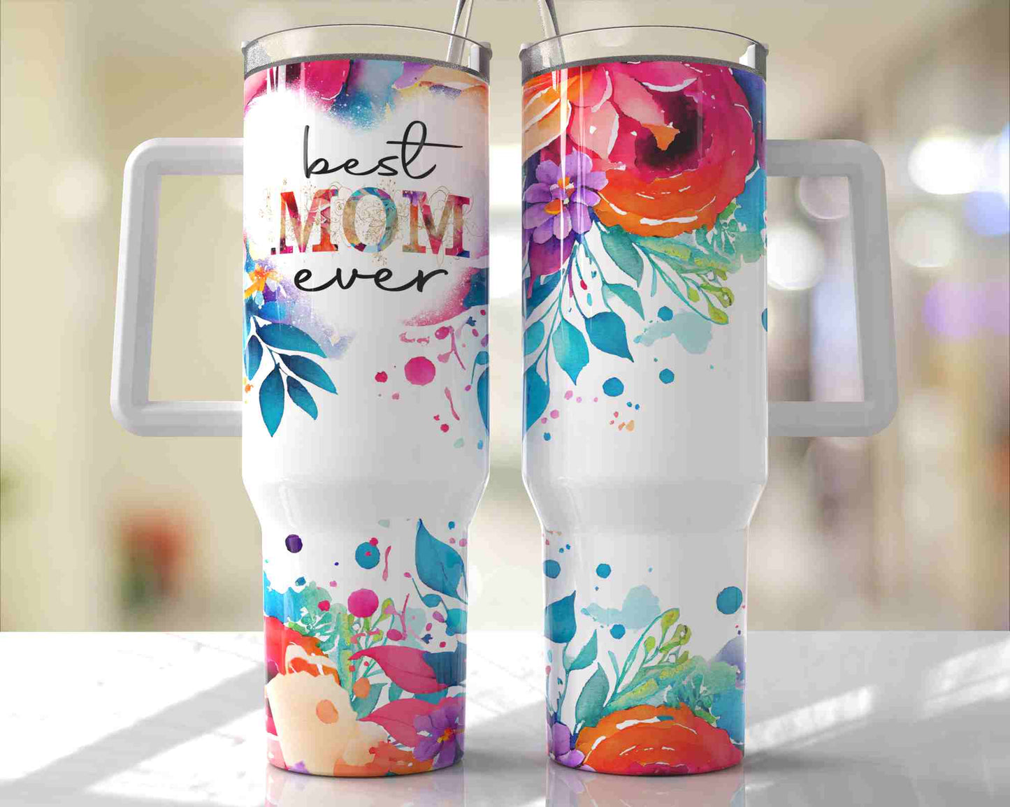 40 oz Bright Flowers Best Mom Ever Tumbler