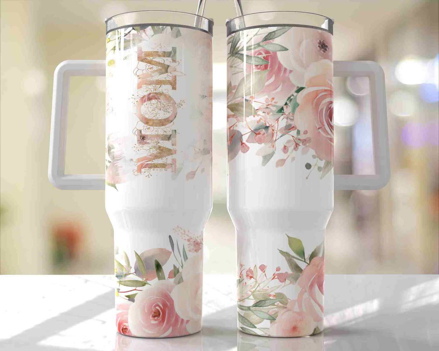 40oz Pastel Floral Mom Tumbler