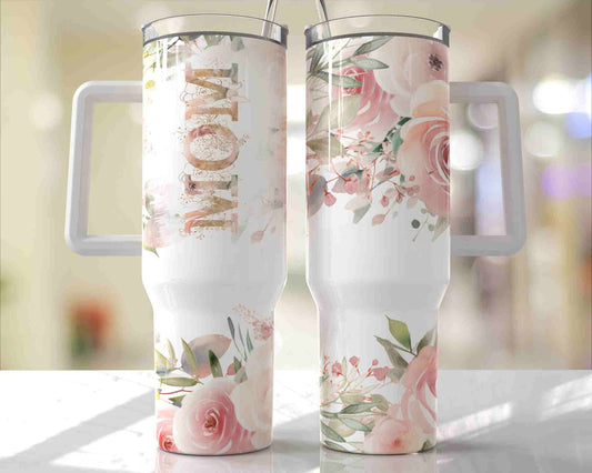 40oz Pastel Floral Mom Tumbler