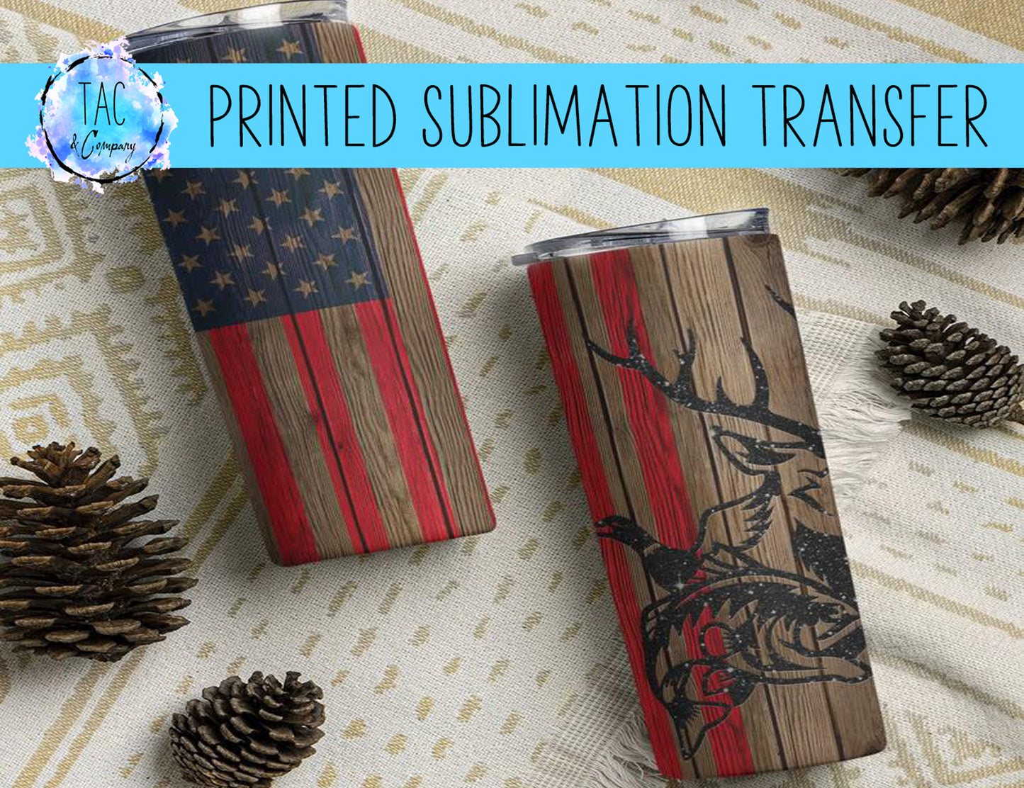 Wood American Flag Hunting - Sublimation Print (This Is Not A Digital File)