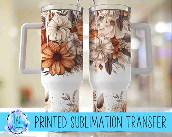 40 oz Fall Boho Color Flowers - Sublimation Print (This Is Not A Digital File)