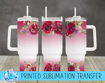 40 oz - Reds Flowers Sublimation Print (This Is Not A Digital File)