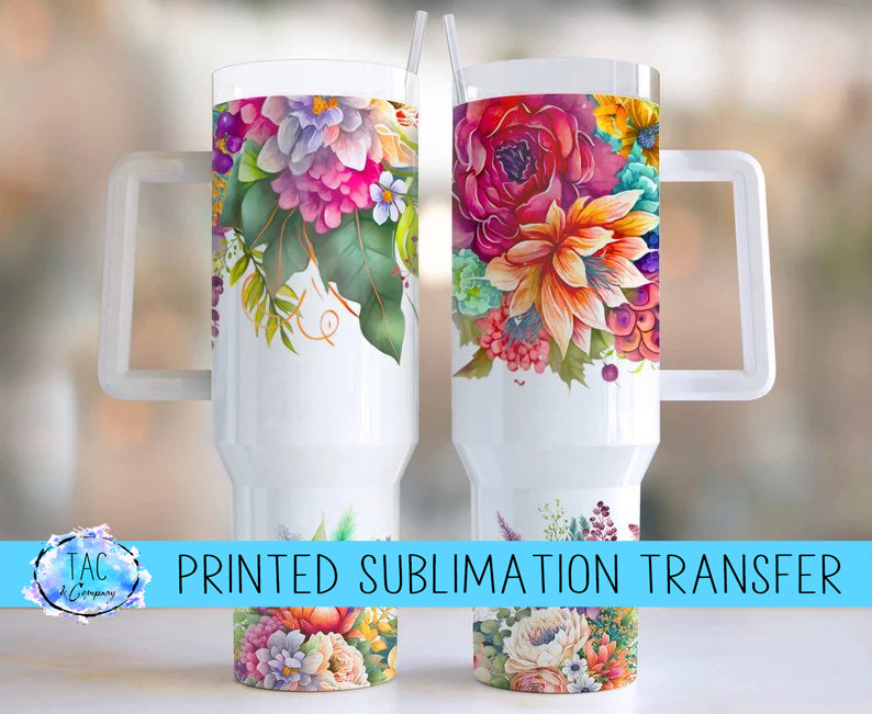 40 oz Bright Flowers Sublimation Print (This Is Not A Digital File)