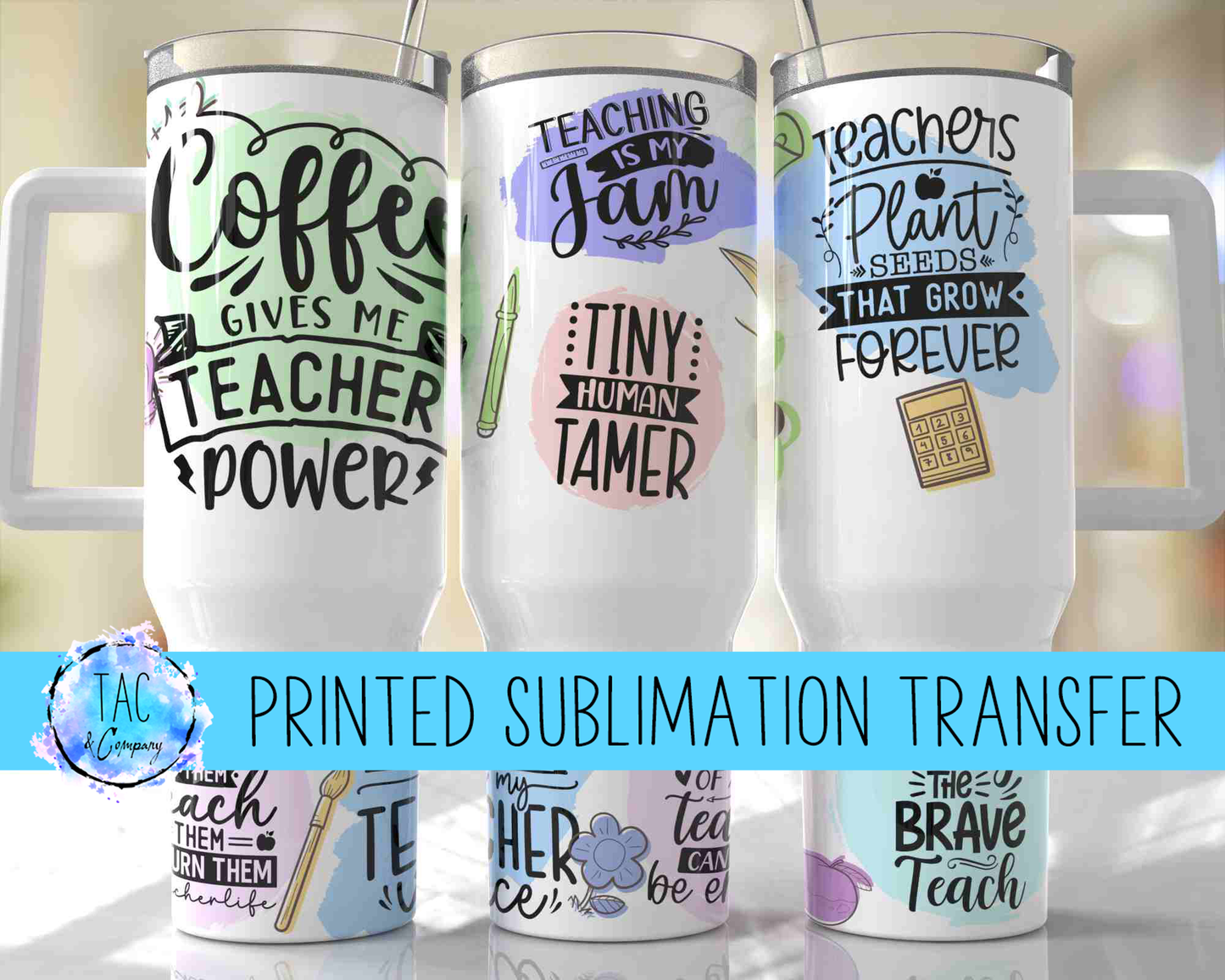 40 oz Coffee Gives Me Teacher Powers Sublimation Print (This Is Not A Digital File)