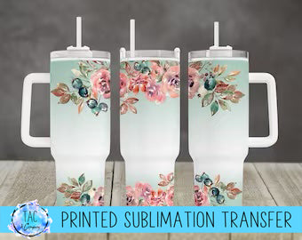 40 oz - Pastel Flowers Sublimation Print (This Is Not A Digital File)