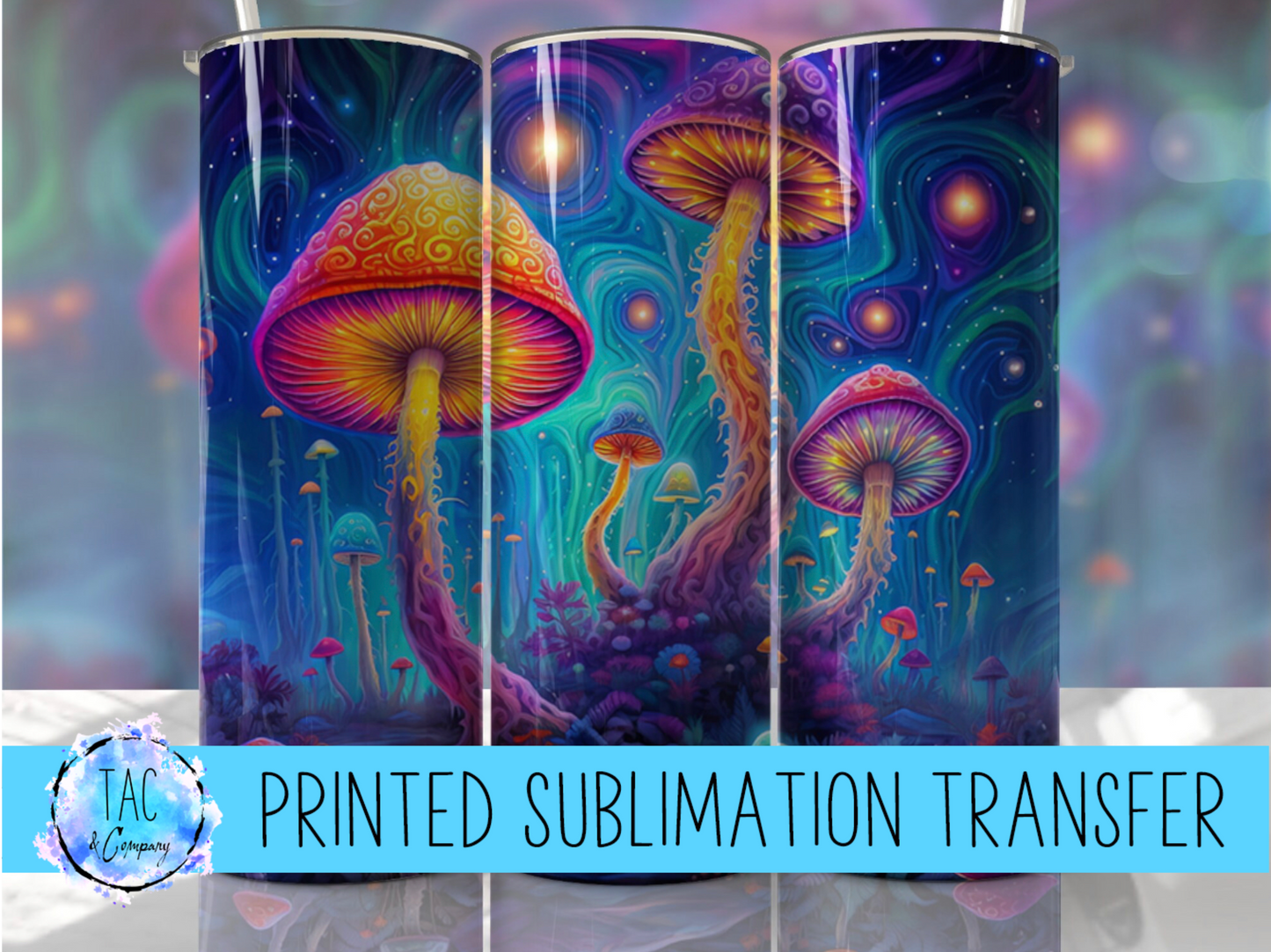 3D Mushroom Neon - Sublimation Print (This Is Not A Digital File)