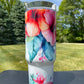 40oz Tumbler- Pink Tropical Flowers His/Her Birthday Gift, Add custom name for free! Great Gift!