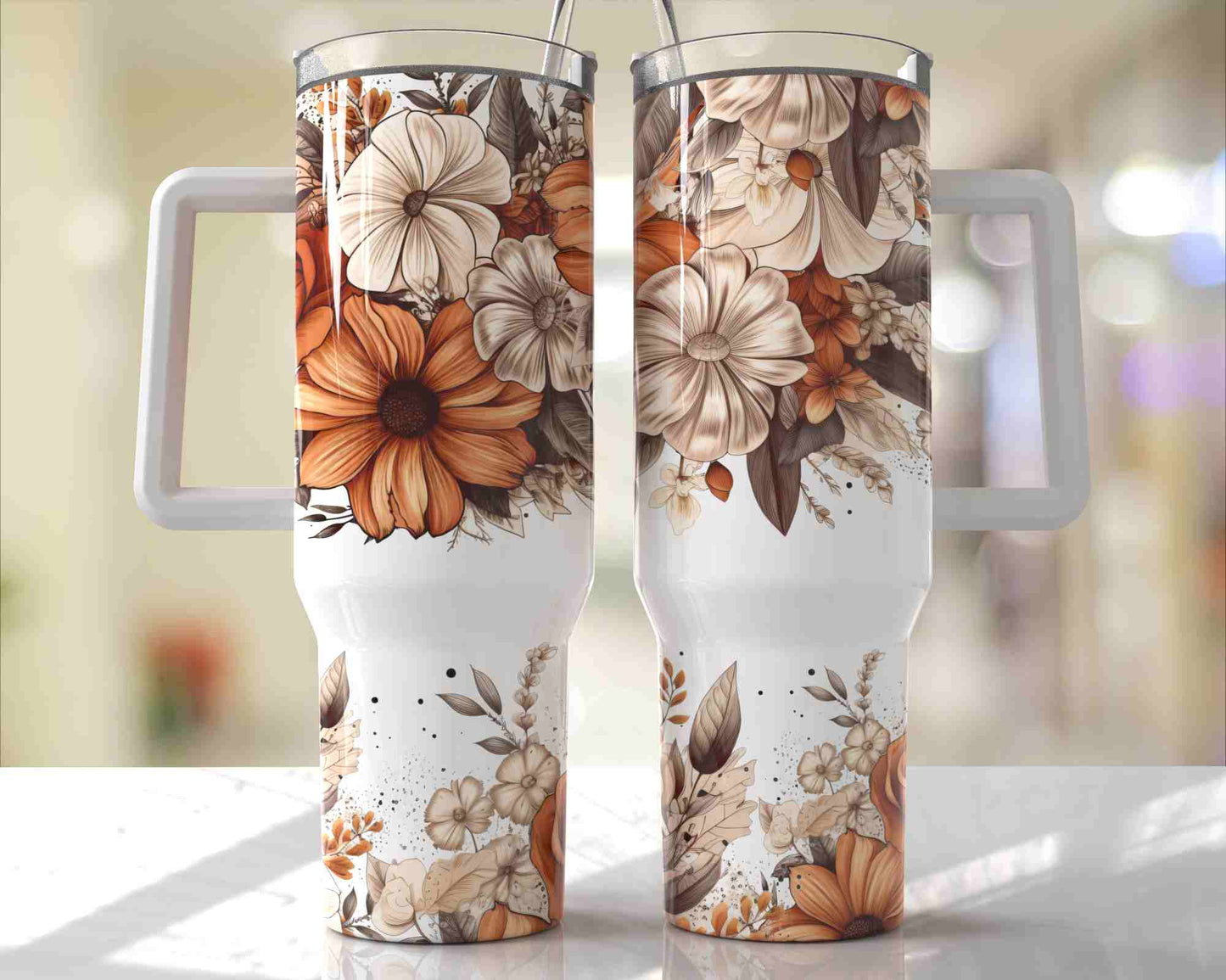 40oz  Boho Flowers Tumbler