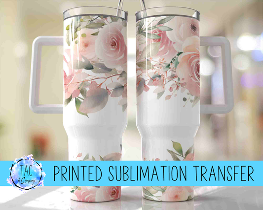 40 oz pink Pastels Flowers - Sublimation Print (This Is Not A Digital File)