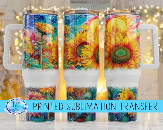 40 oz Bright Sunflowers Watercolors - Sublimation Print (This Is Not A Digital File)