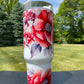 40oz Tumbler-Tropical reds Flowers -  His/Her Birthday Gift, Add custom name for free! Great Gift!