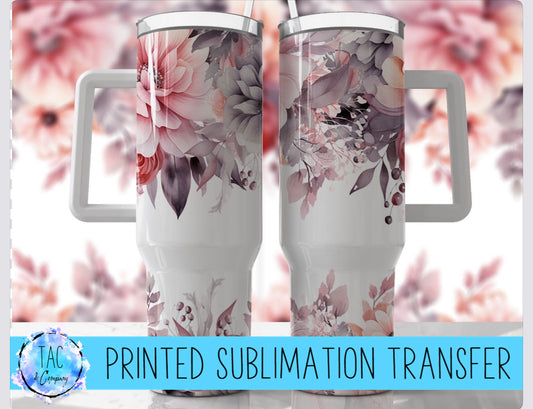 40oz Pastel Purple Flowers - Sublimation Print (This Is Not A Digital File)